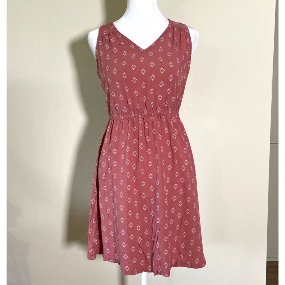 Old Navy Women's Pink Geometric Sleveless V-neck Dress Sz XS A-Line Boho Casual